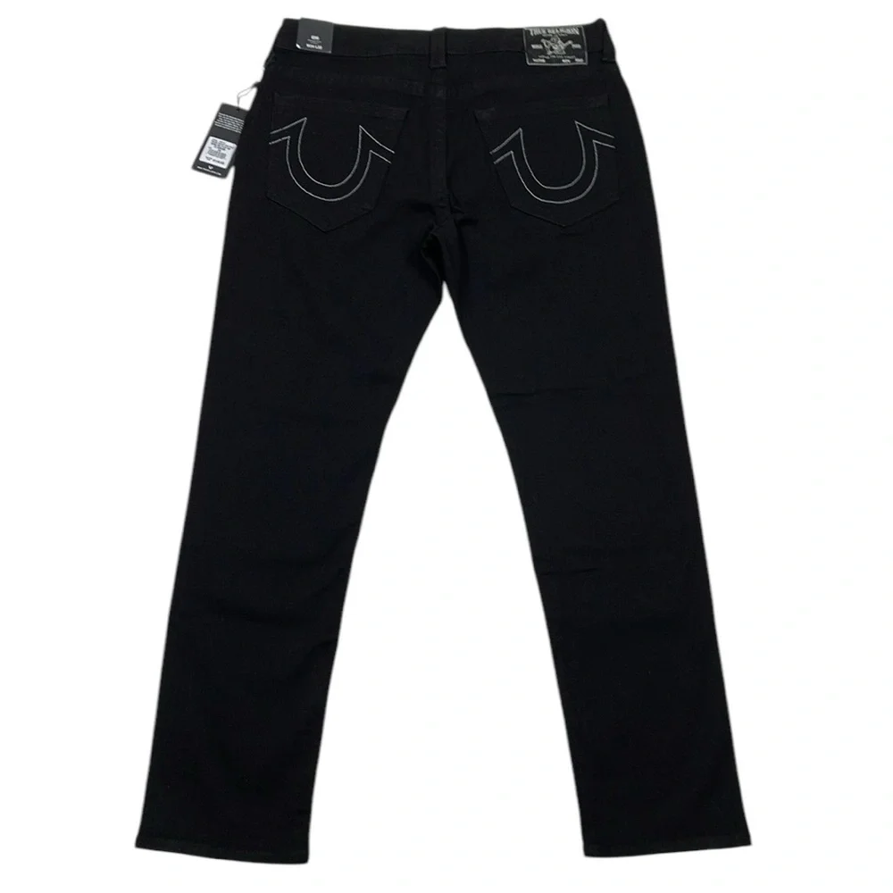 True Religion Geno No Flap 35x31 Black Jeans Relaxed Slim Men's NWT